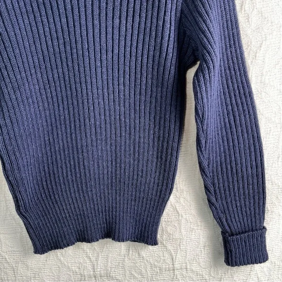 Vintage Virgin Wool Sweater 38 Made in England Citadel Blue Ribbed 